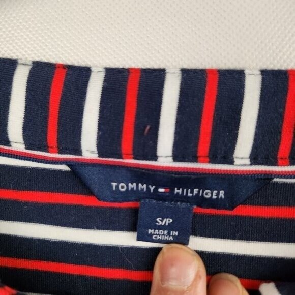 Tommy Hilfiger Womens T-Shirt Dress Small Navy Striped Short Sleeve Nautical - Picture 7 of 7
